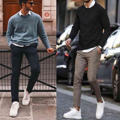 Áo sơ mi nam kết hợp với sweater mang lại cảm giác trẻ trung, thoải mái