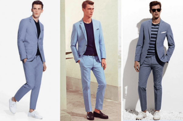 Mix áo thun phối cùng áo blazer khoác ngoài và quần tây lịch lãm và cá tính