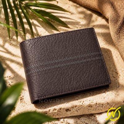 Ví ngang nam da bò Ý sần phối 6 chỉ kích thước 12x9,5cm