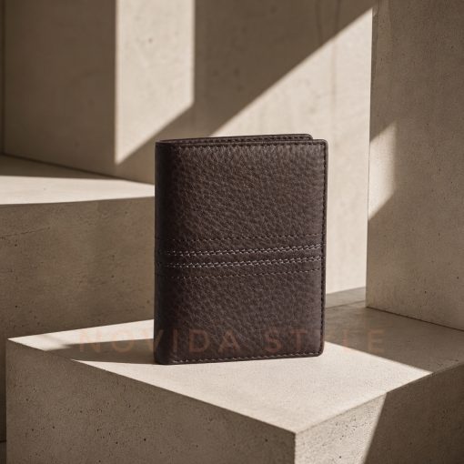 Ví đứng nam da bò Ý sần cao cấp kích thước 9x12cm