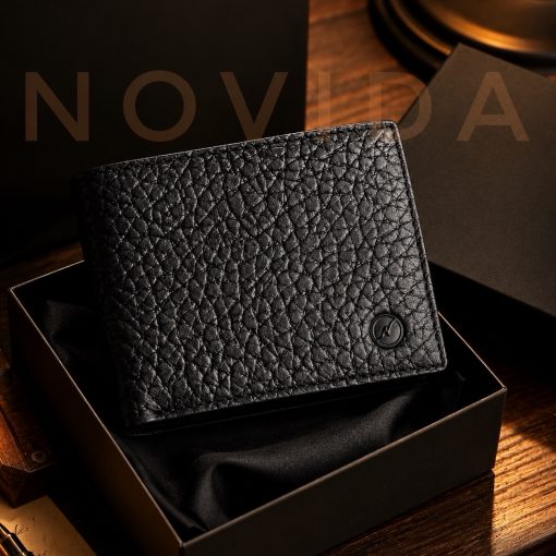 Ví Nam Da Trâu Novida Màu Đen Full Hộp Cao Cấp